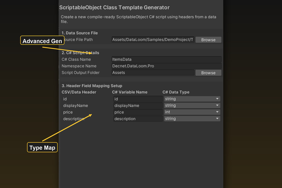 DataLoom Pro - Excel, JSON, CSV to ScriptableObject Database Importer