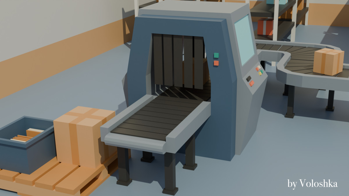 Modular Post Office & Sorting Center Low-Poly