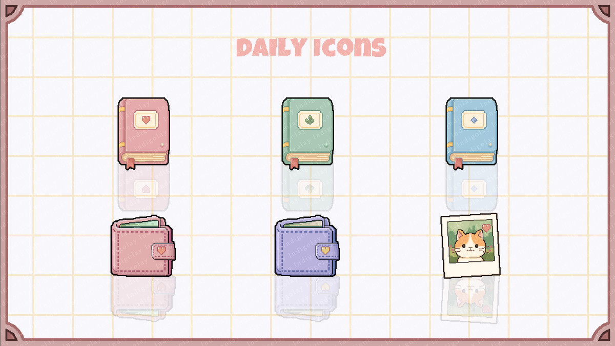 Pixel Inventory & Diary UI — Cute Modern Item Icons