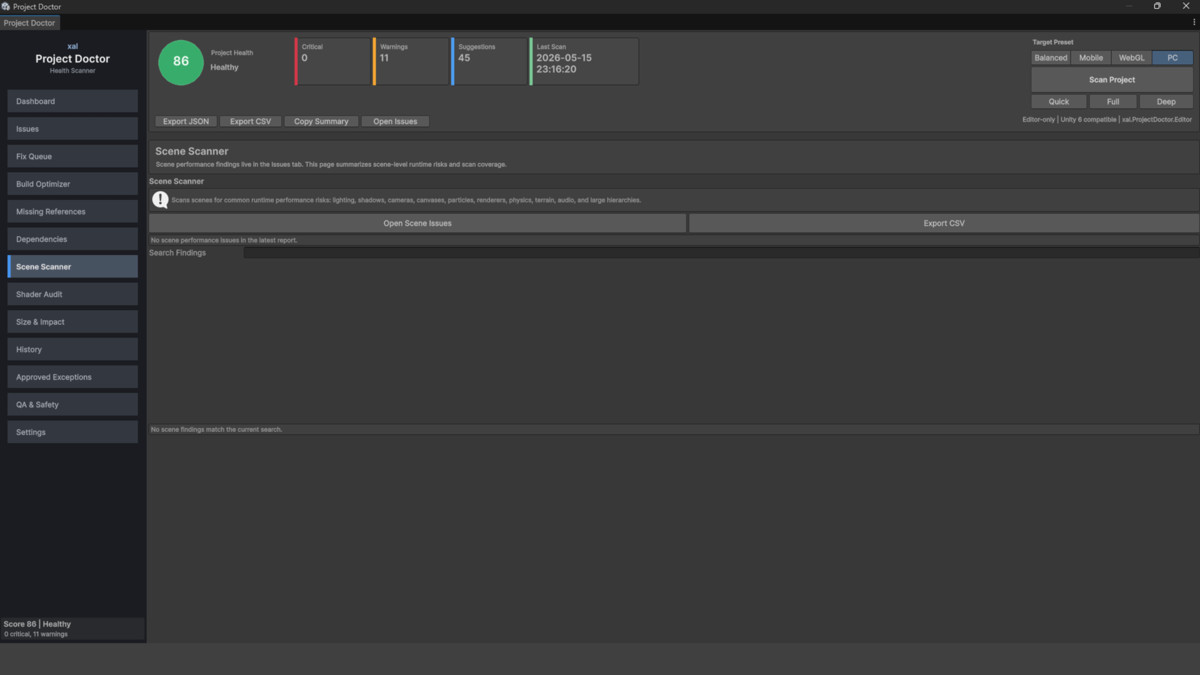 Project Doctor PRO - Health Scanner, Build Optimizer & Missing Reference Finder
