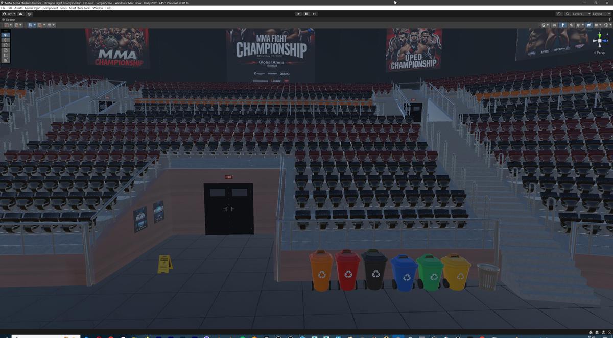 MMA Arena Stadium Interior - Octagon Fight Championship Nodular 3D Level