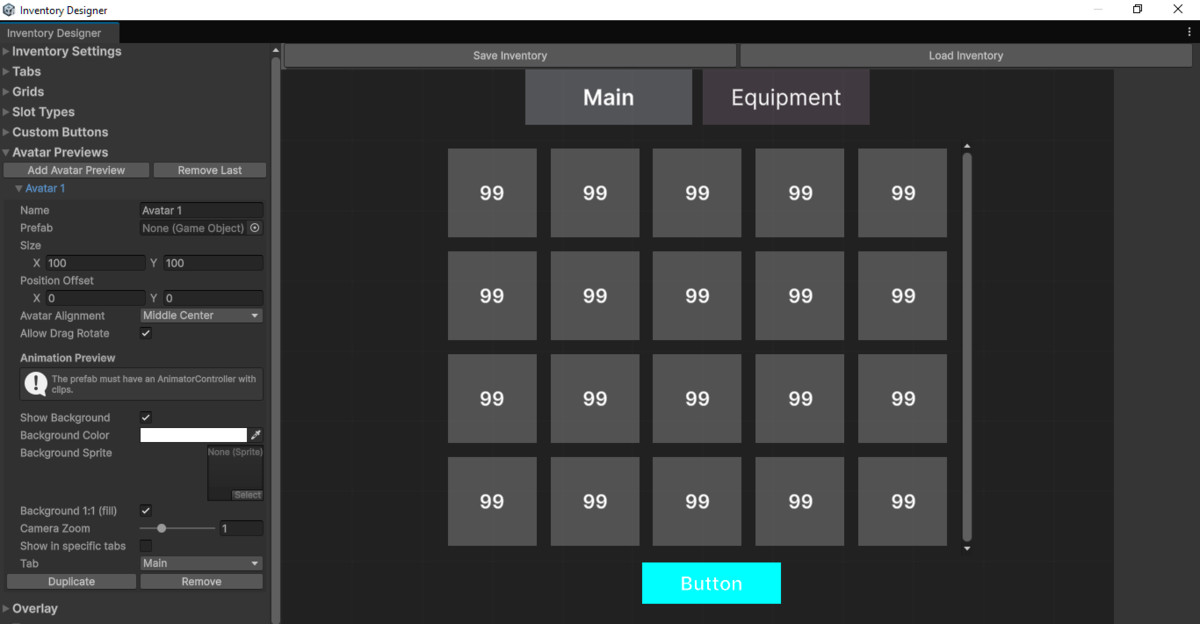 Advanced Inventory Designer