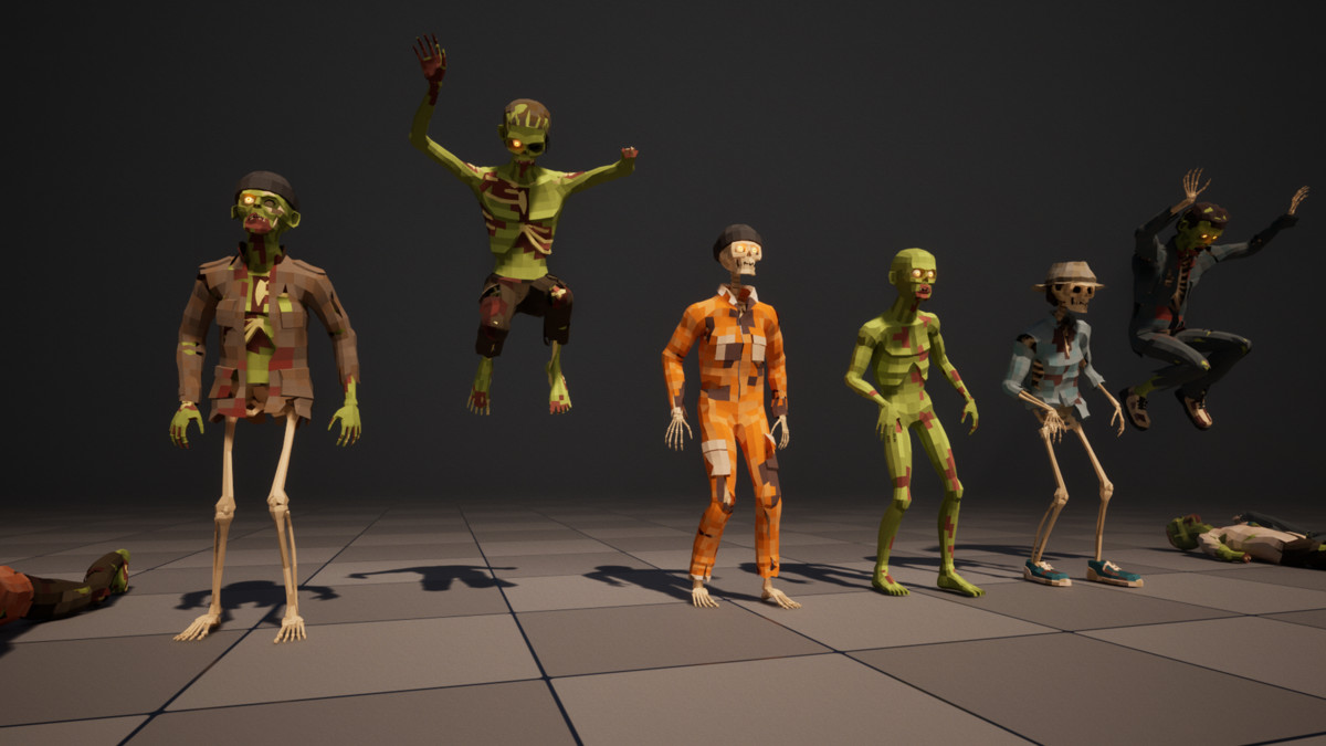 Zombie Man Modular Pack Low-Poly Stylized