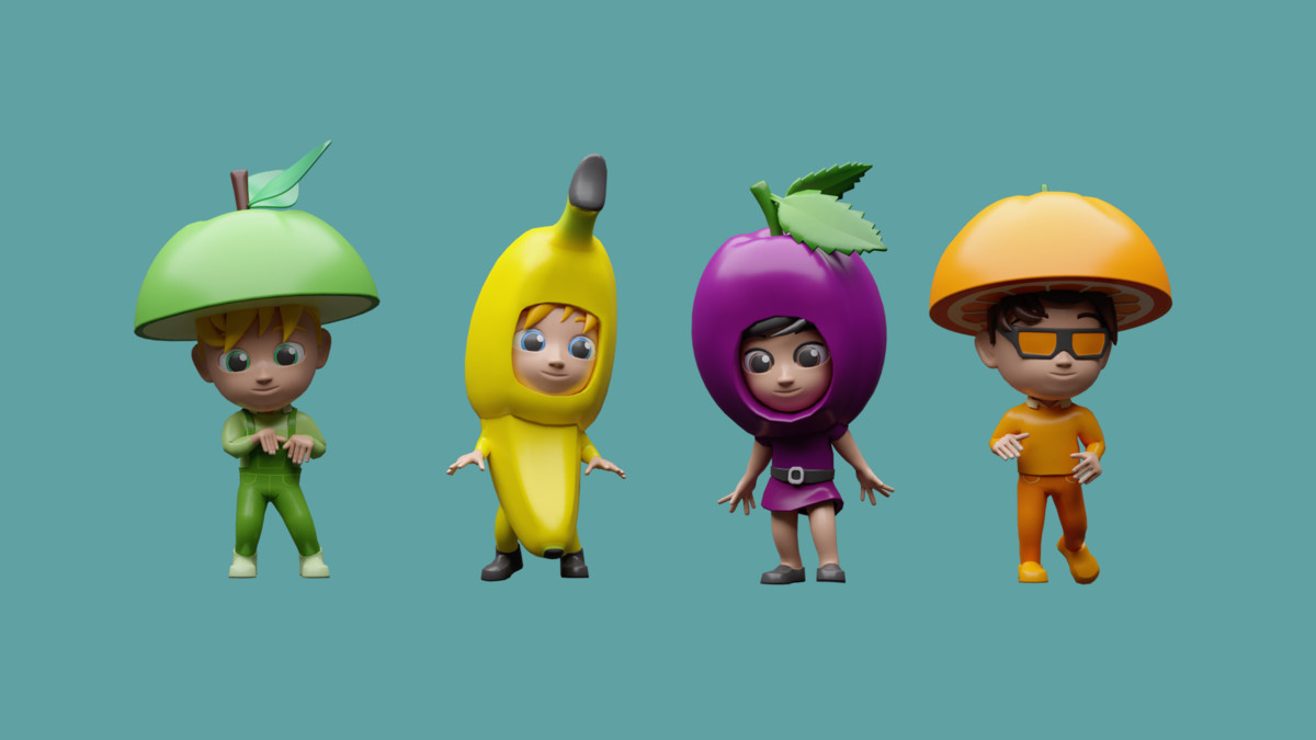 Cartoon kids 3 03 in fruit costumes