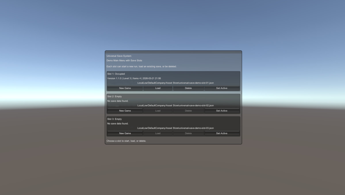 Universal Save System (JSON + Versioning)