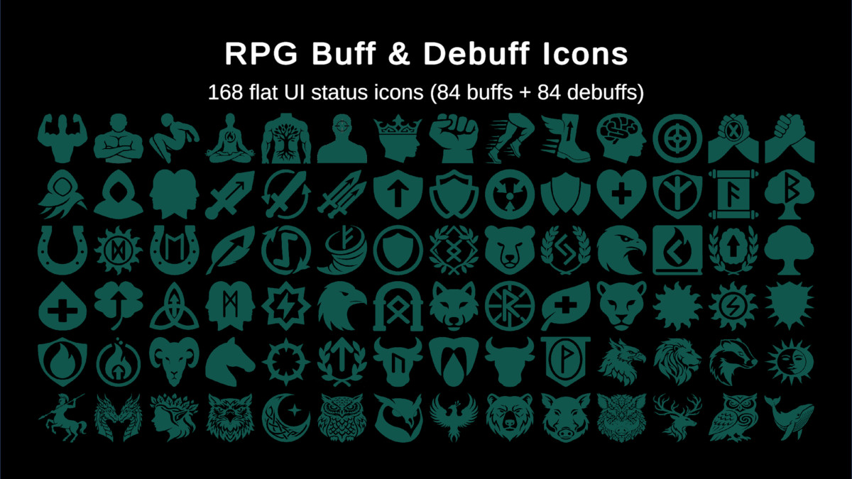 RPG Buff & Debuff Icons - Flat Fantasy Pack