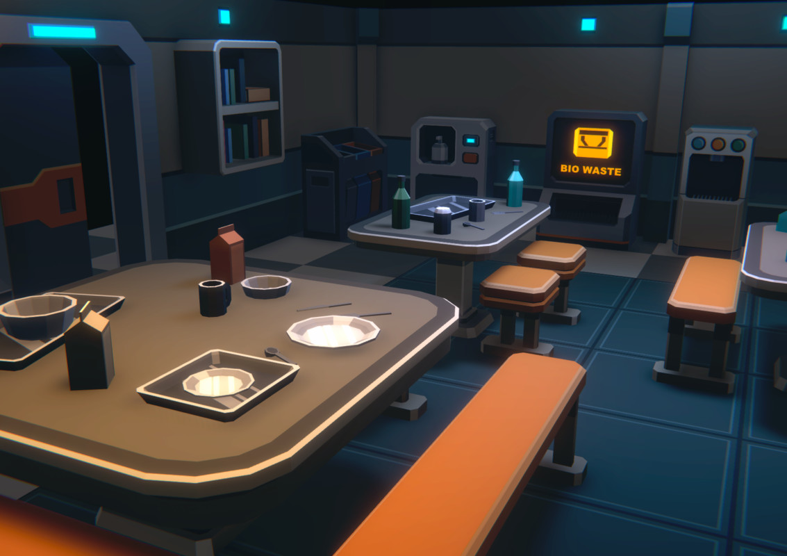 Low Poly Sci-Fi Mess Hall / Cosmic Retro
