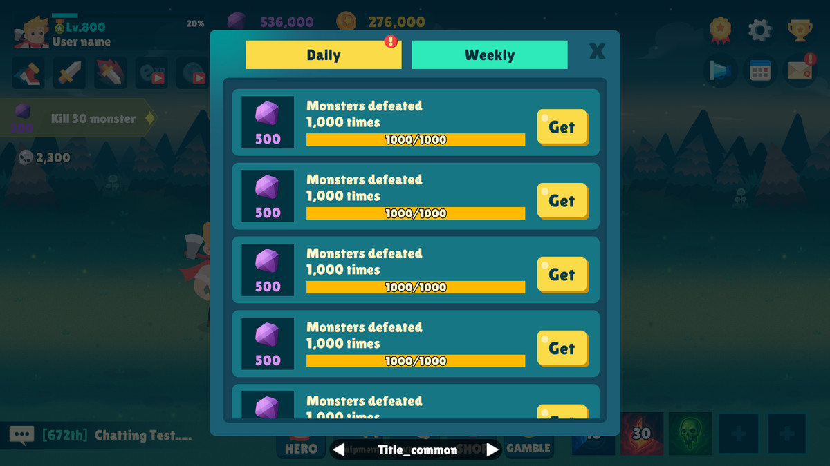 Idle Game Horizontal UI Kit