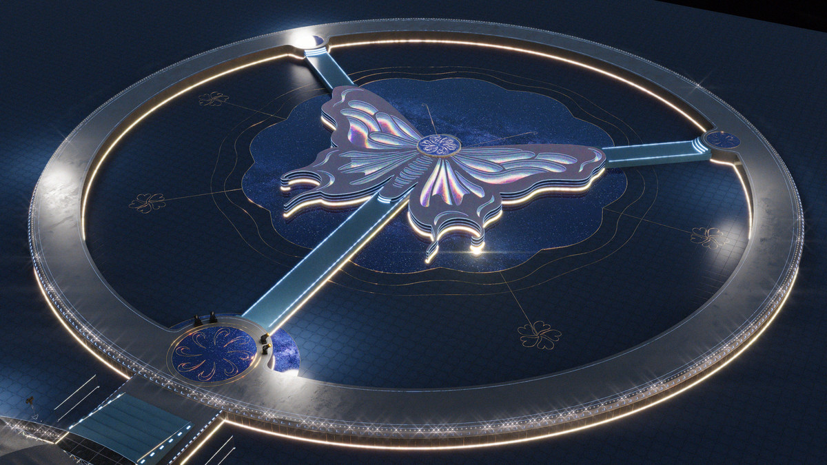 Big Butterfly Concert Arena Stage Venue Modular 3D Model