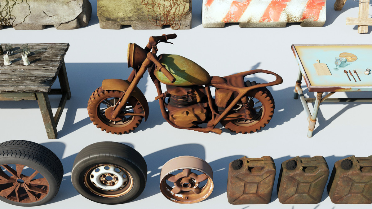 Post-Apocalyptic Survival Urban City Props and Road Signs Pack - 135 3d Models