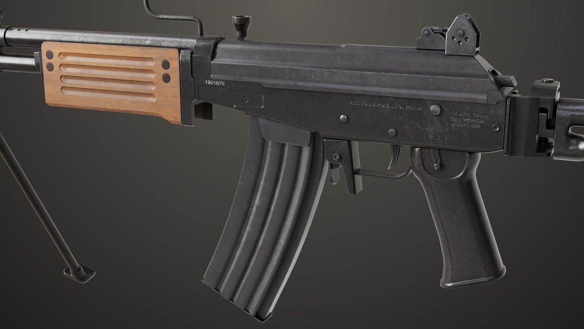 Machine Gun 13 Wood Handle URP HDRP Textures