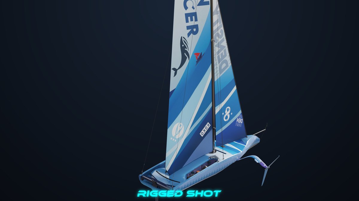 Yacht Hydrofoil Sailing Boat Blue URP HDRP Textures