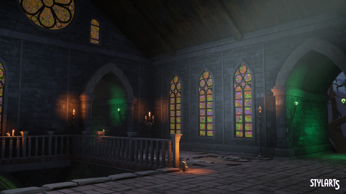 Stylized Spooky Cemetery Crypt