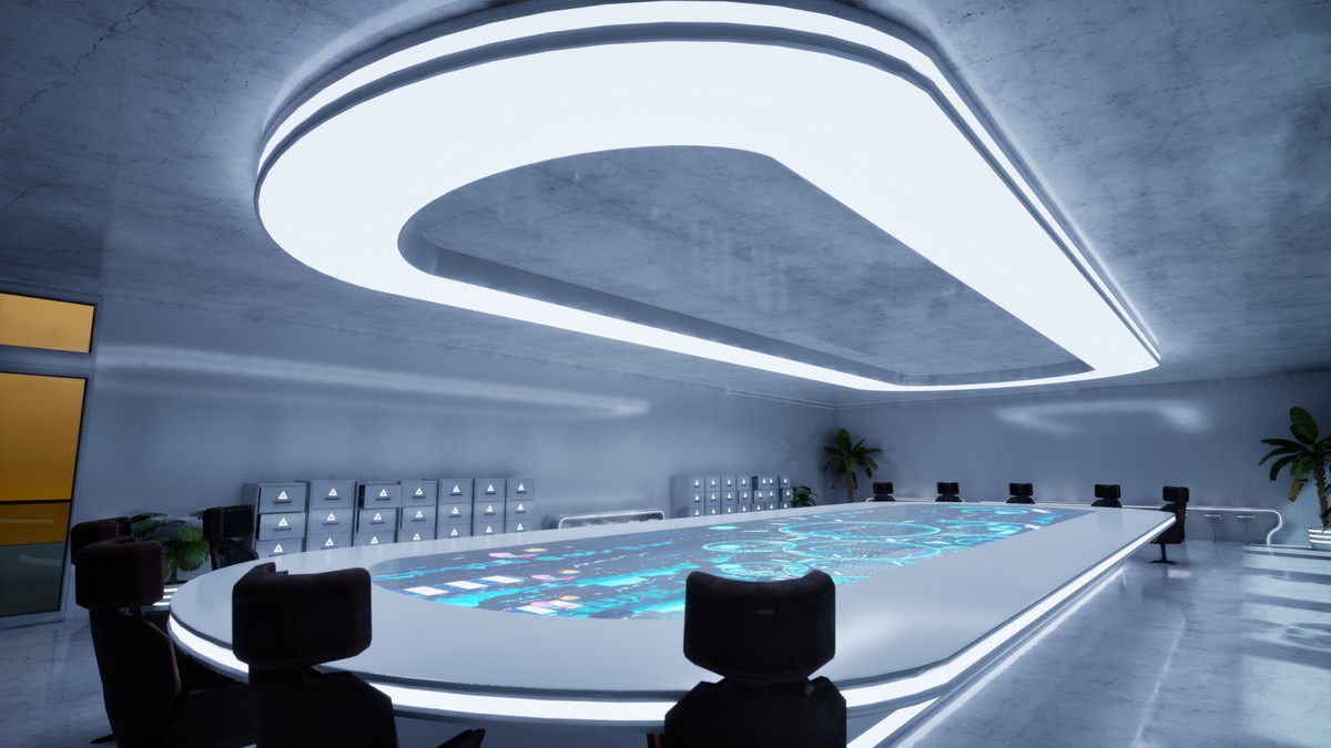 Futuristic Conference Room – Sci-Fi interior meeting hub