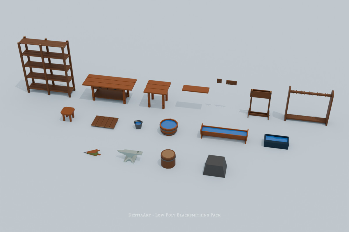Low Poly Blacksmithing Pack