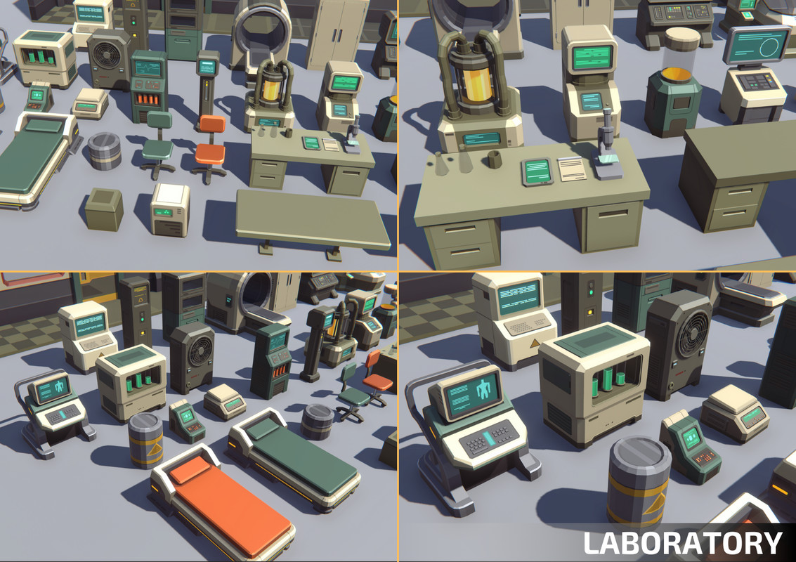 Low Poly Sci-Fi 3-Pack Bundle - Retro Style