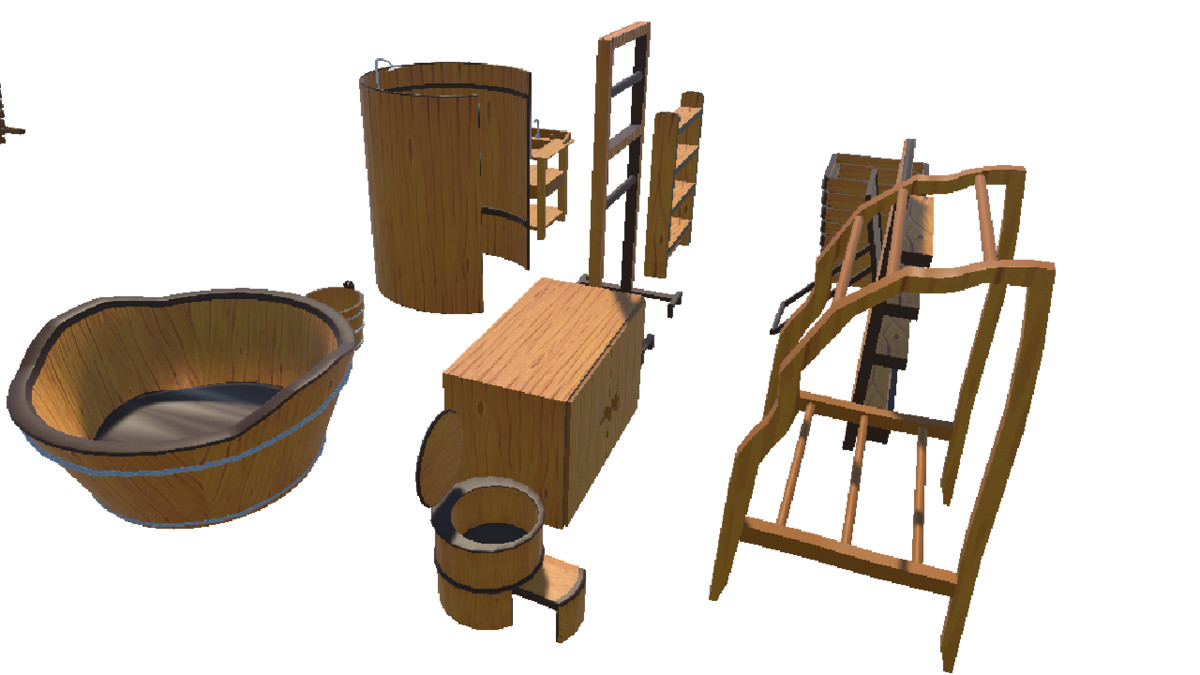 Low-Poly BathRoom Kit – Stylized Wooden Set