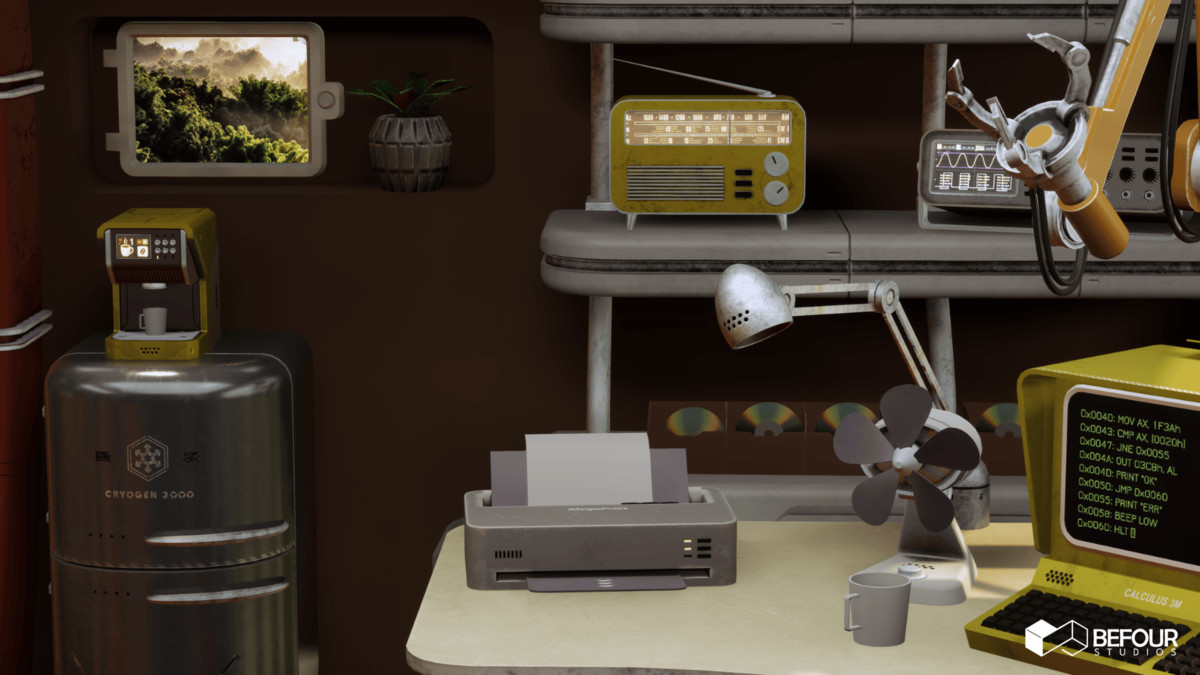 Retro Sci-Fi Research Cabin Environment