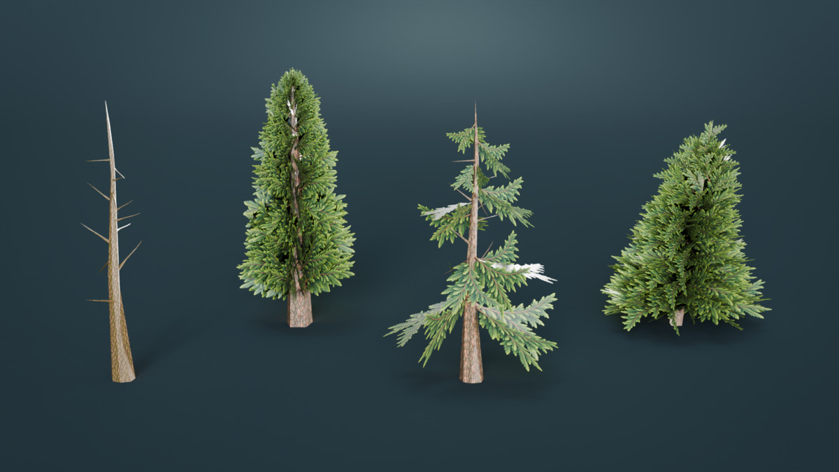 Low Poly Stylized Evergreen Trees Pack - Mini World Studio