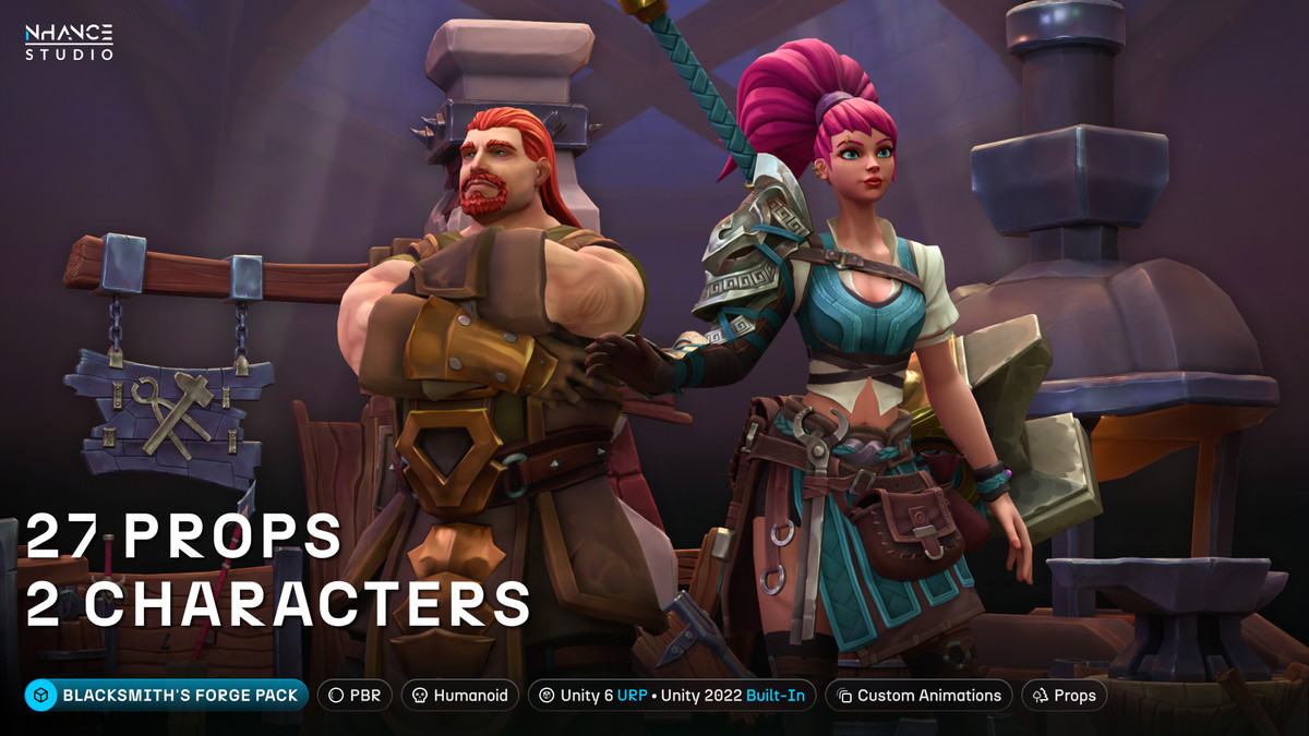 Stylized Blacksmith’s Forge: NPCs & Props Pack