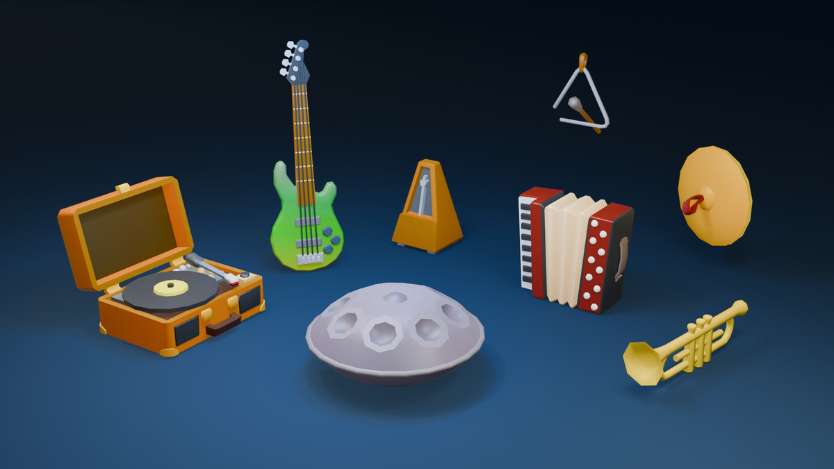 Musical Instruments Pack – Low-Poly 3D Models