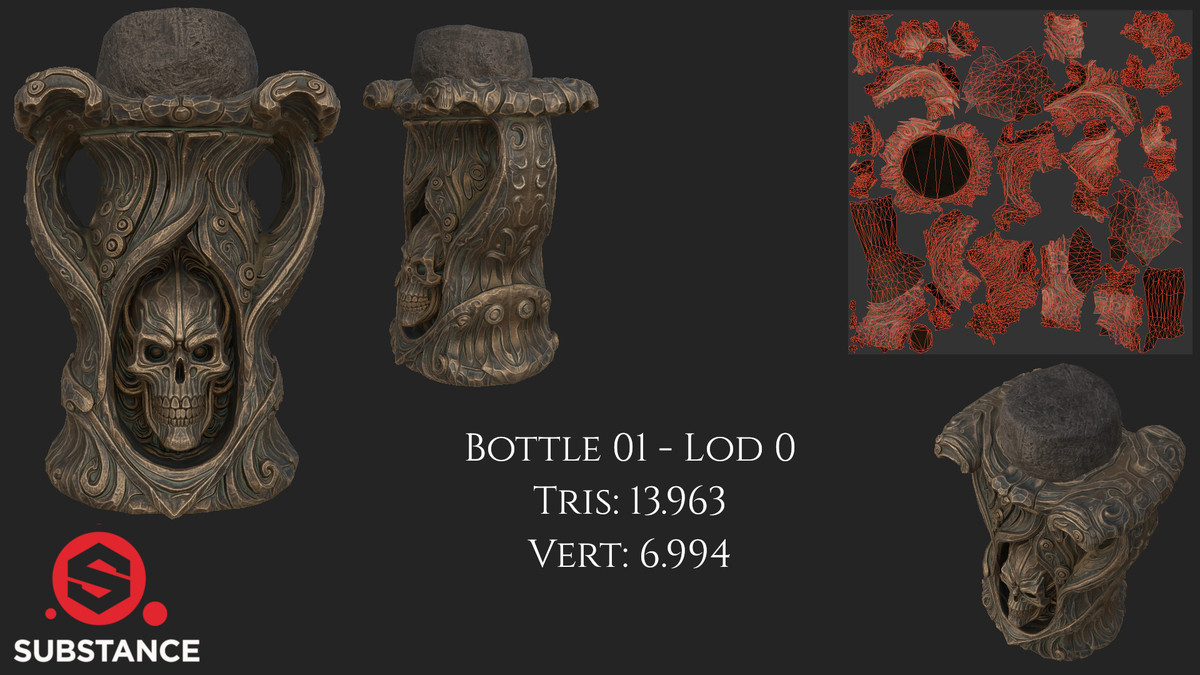 5 Dark Fantasy Alchemical Bottles / Flask / Vial