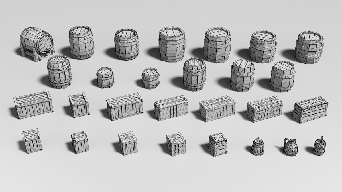 PBR Wooden Containers for 3D Breakables Core Pack
