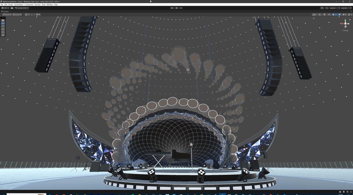 Black Diamond Concert Arena Stage Venue - Modular 3d Scene with Props