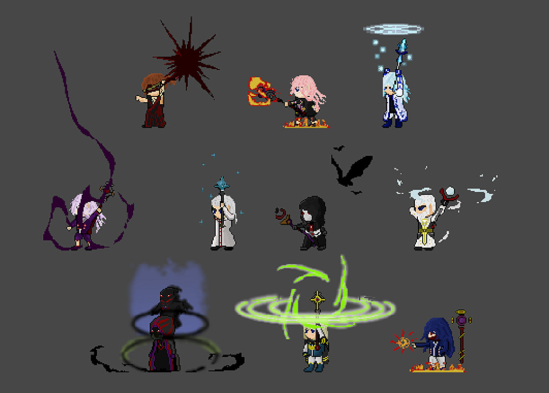 2D Pixel Character Pack – Wizard Class + Skill Effects