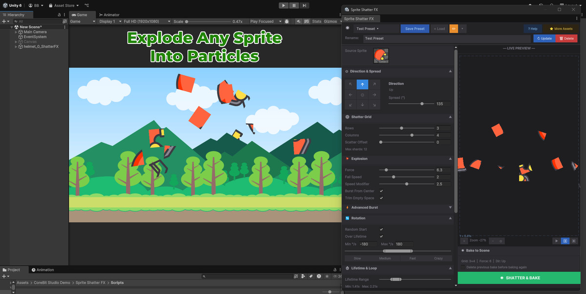 Sprite Shatter FX — Particle-Based 2D Destruction