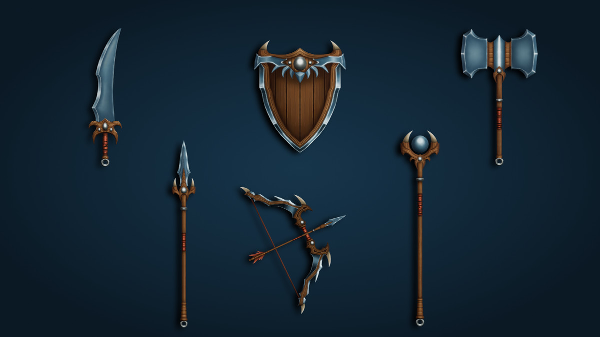 Hand-painted Fantasy Weapons: Cosmic, Ghost, Fire & Medieval