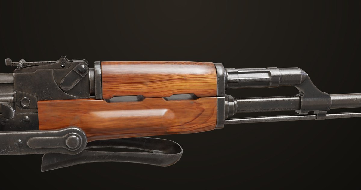 AKMS Light Machine Gun 10 Wood URP HDRP Texture