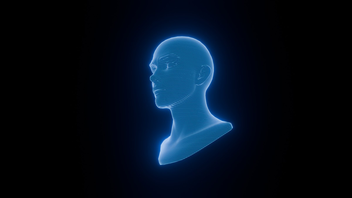 Anime Human Hologram Heads 3D Model Rigged with Facial Expressions