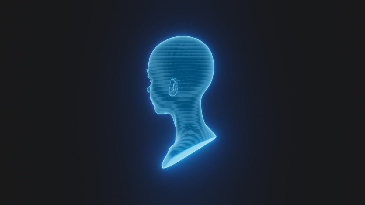 Anime Human Hologram Heads 3D Model Rigged with Facial Expressions