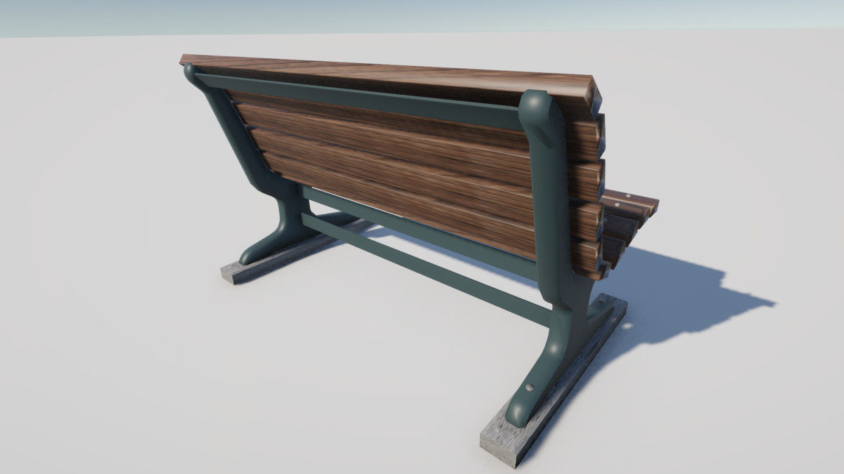 Wooden Park Bench – Game Ready 3D Model