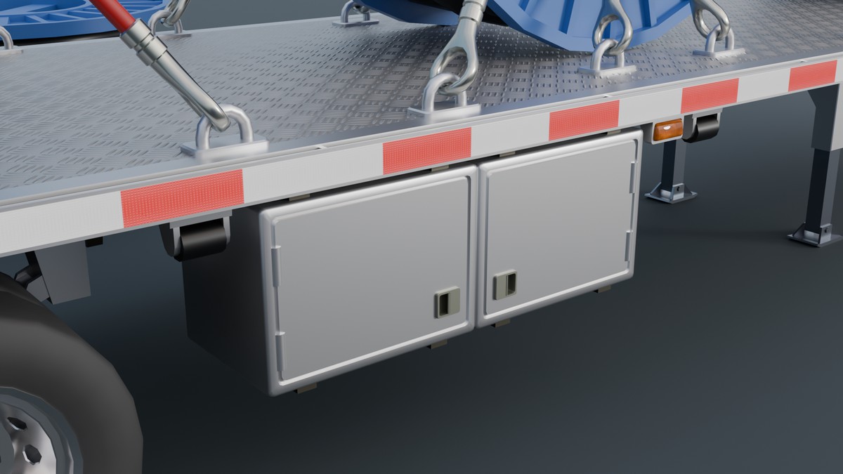 American Semi Truck with Flatbed Trailer & Cable Reel Cargo