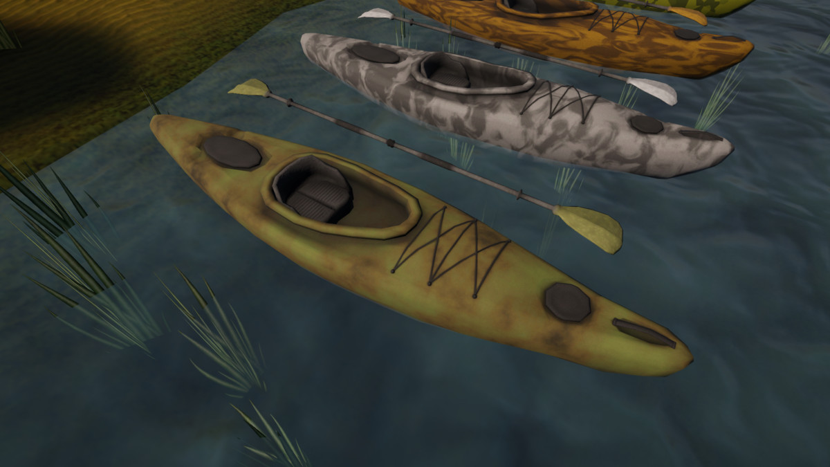 kayak + paddle (8 variants | low poly 2.7k~ tris)