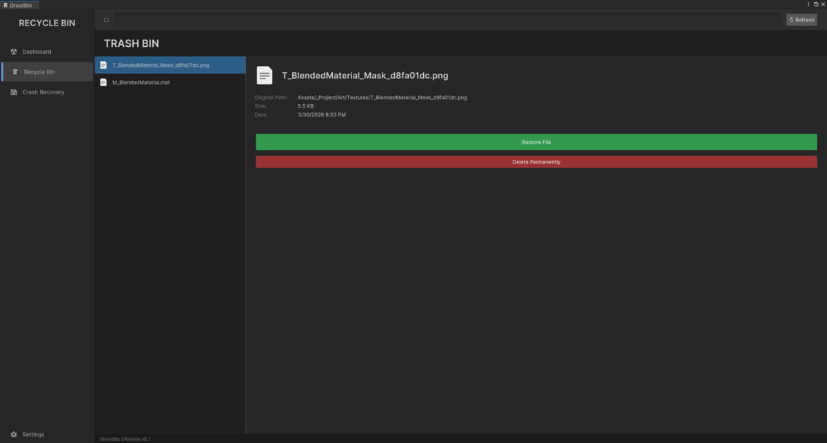 Ghost Bin Ultimate - Recycle Bin & Data Recovery for Unity