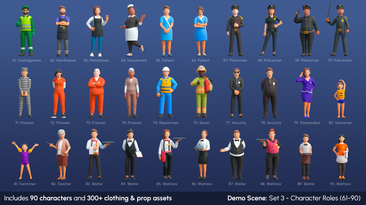 City Characters - Low Poly 3D Models Pack