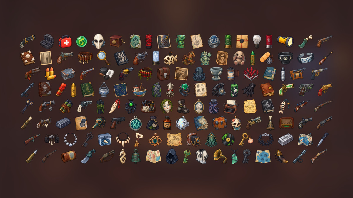 Lovecraftian Occult Detective Firearms Arsenal Artifacts Icons Pack