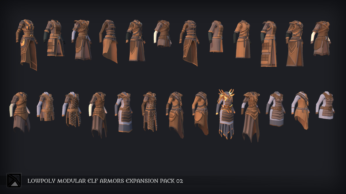 Lowpoly Elves Modular Armors Ex2 - MEDIEVAL FANTASY SERIES