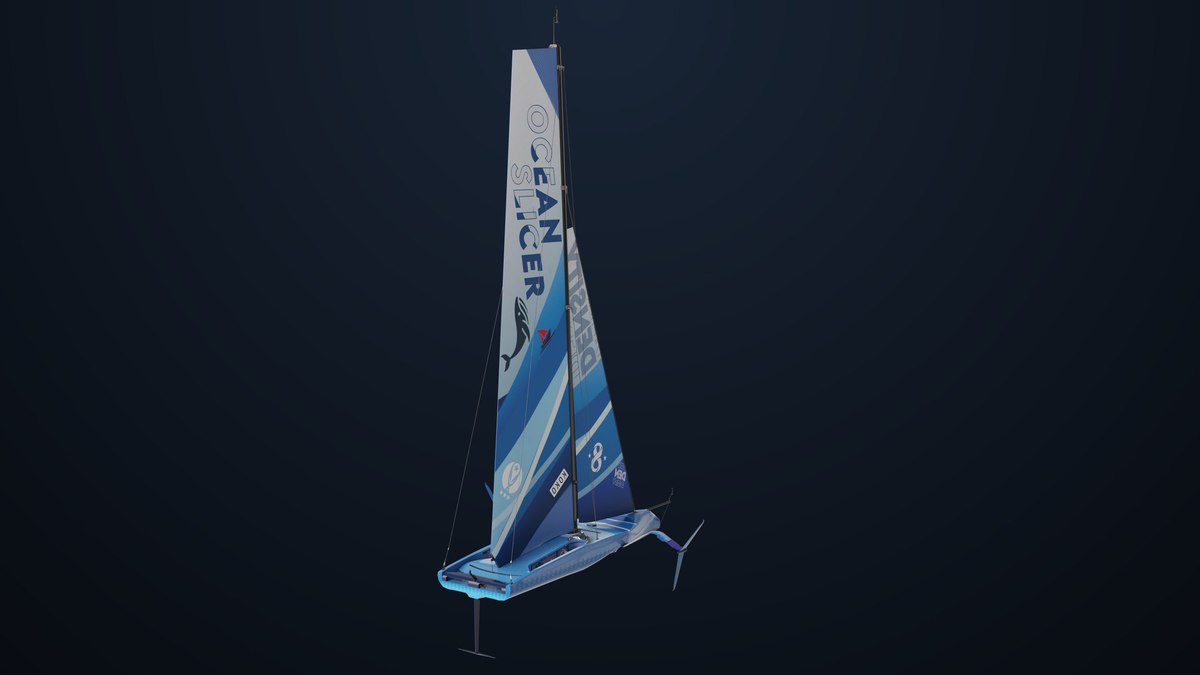 Yacht Hydrofoil Sailing Boat Blue URP HDRP Textures