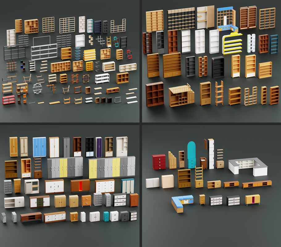 Interior 1 Low-poly 3D models Pack