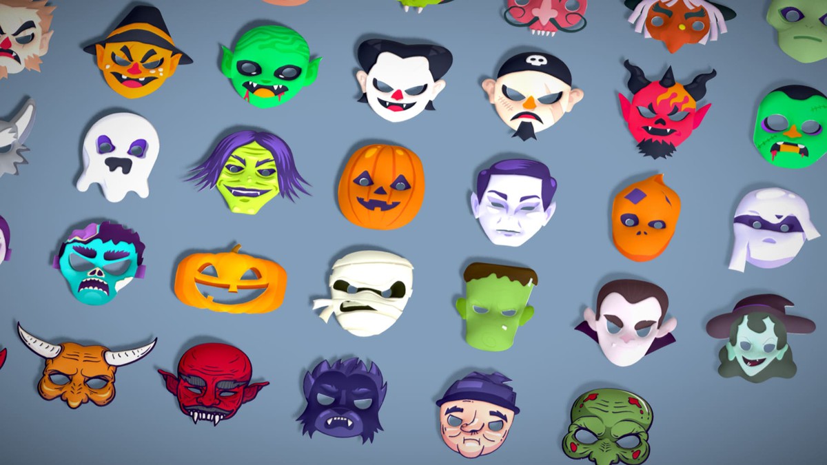 73 Halloween Masks Pack – Toon Horror Ghosts Evil Fantasy Collection
