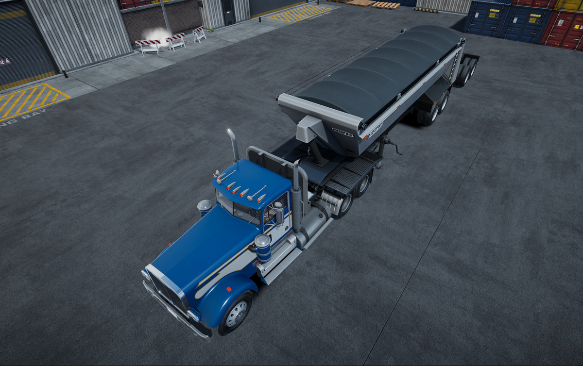 Semitruck with dump trailer