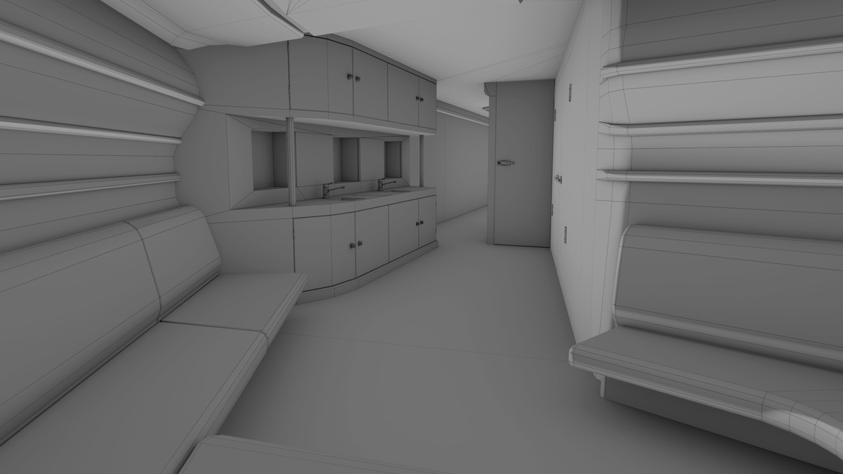 Yacht Boat 01 Black with Interior HDRP URP Textures