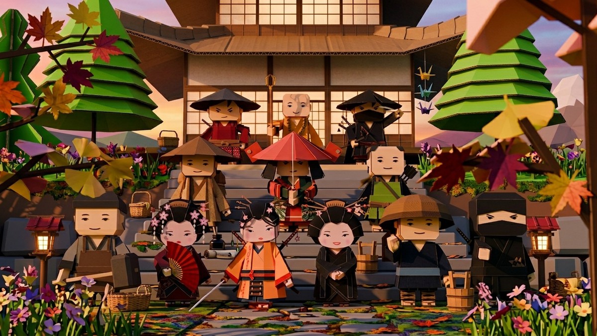 Samurai Realm : Chibi papercraft Japan feudal Asset pack