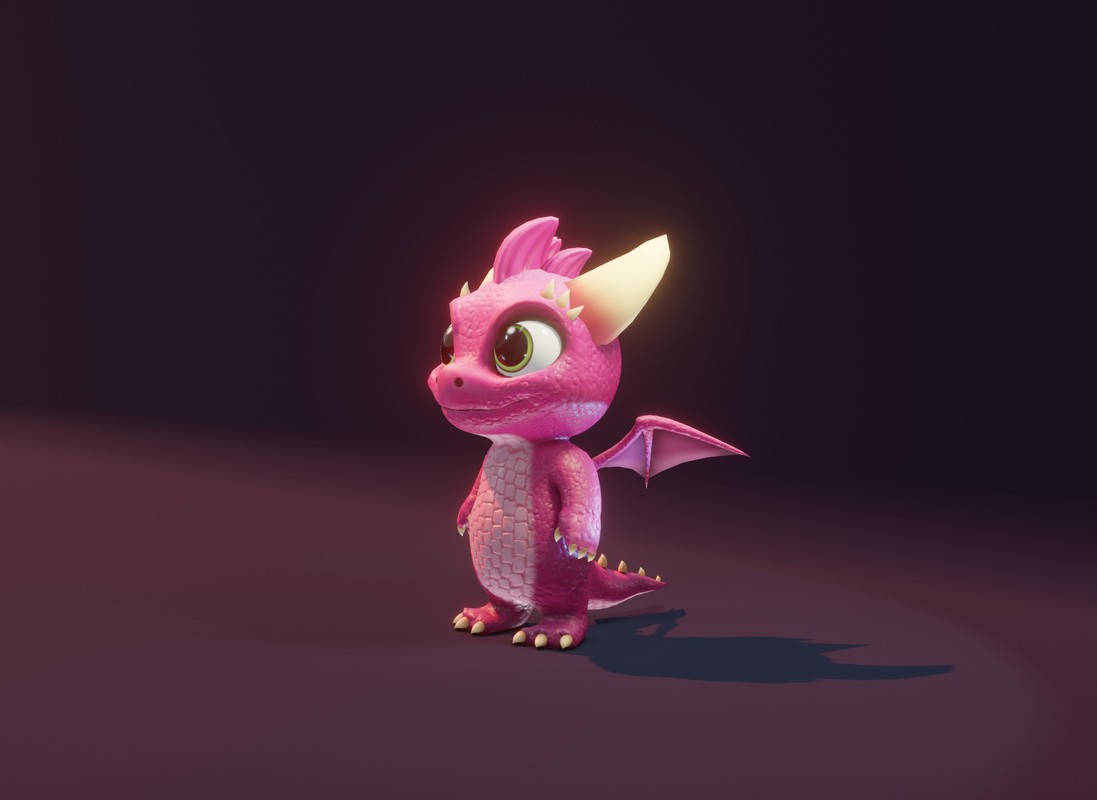 Cartoon Pink Baby Dragon 3D Character With 5 Music Tracks & 36 Sound Effects