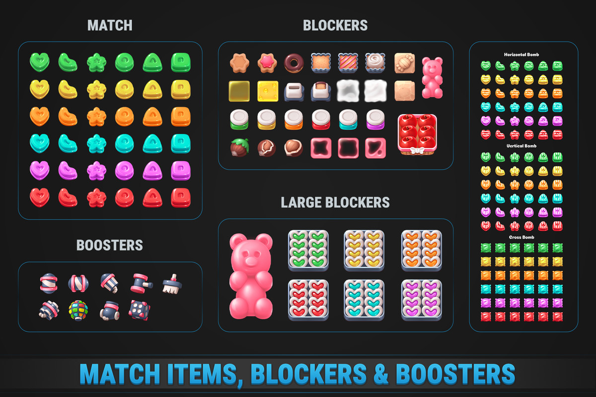 MK Match-3 Kit • Candy Sweet Game Template