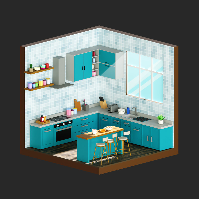 Interior 1 Low-poly 3D models Pack